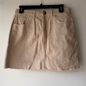 Beige Denim Mini Skirt